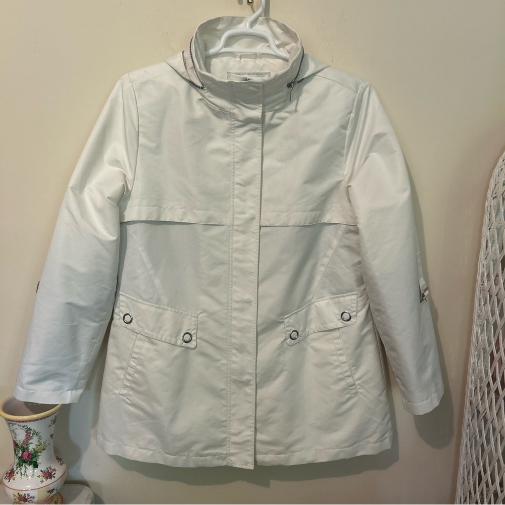 Weatherproof Jacket Coat Women’s Large White Zip Snaps Lightweight Spring Casual - Picture 1 of 16